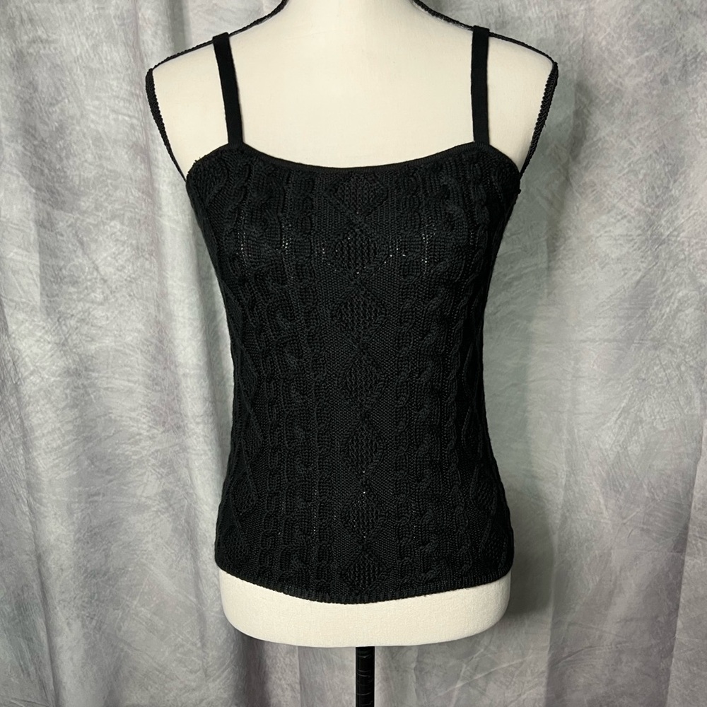 Clifford & Willis Black Cable Knit Women's Tank Top Camisole - Small